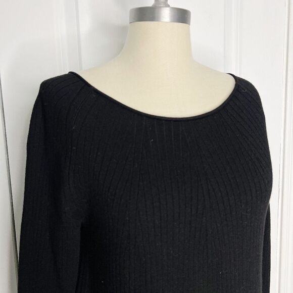 Vince Ribbed Merino Wool Scoop-neck Dress In Black Sz S - Picture 11 of 14
